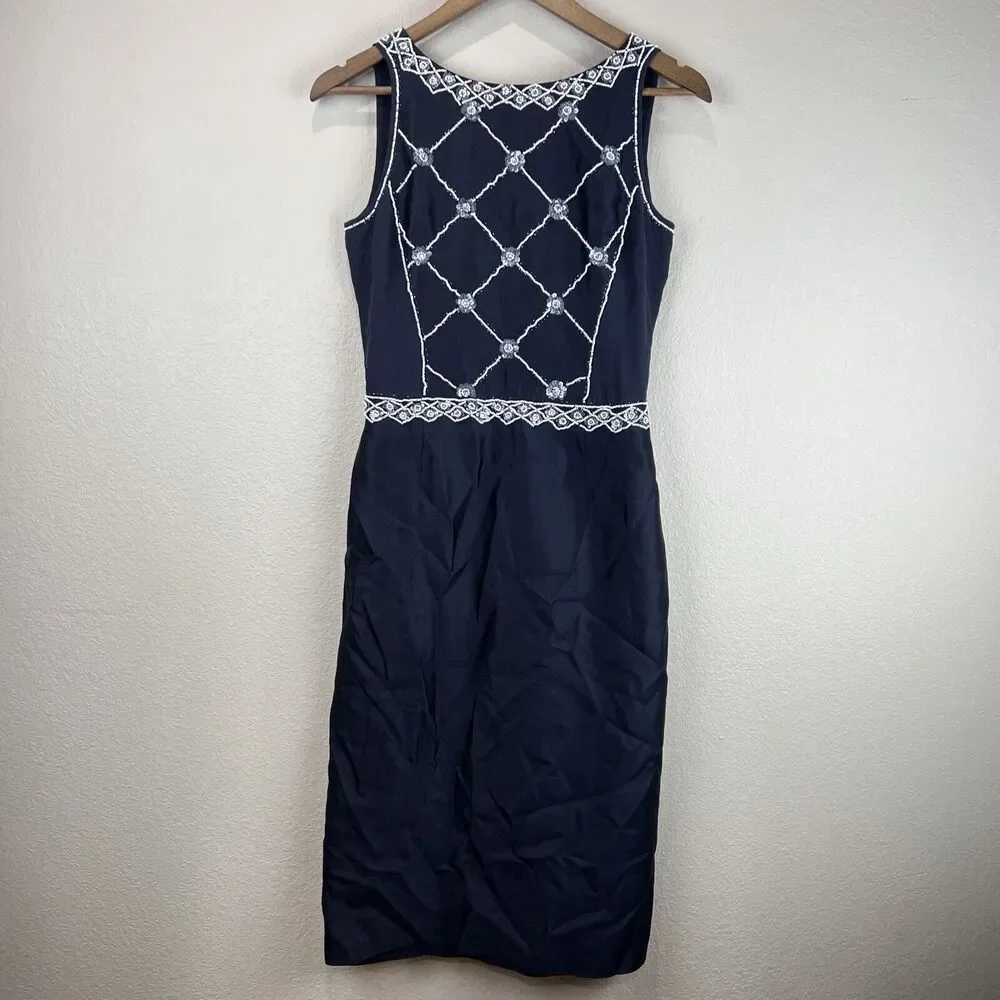 Tory Burch Dress Women 2 Blue Beaded needs repair